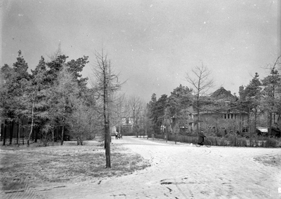 129795 Gezicht in de Merellaan te Bilthoven (gemeente De Bilt), tijdens winterse omstandigheden.